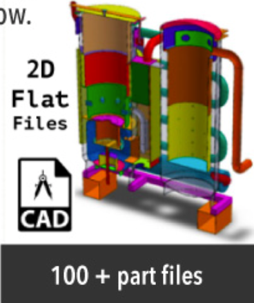Wood Gasifier 2D Flat CAD Files For Laser Cutting